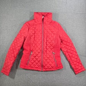 Marc New York Andrew Marc Red Quilted Puffer Jacket Womens Small Floral Lining
